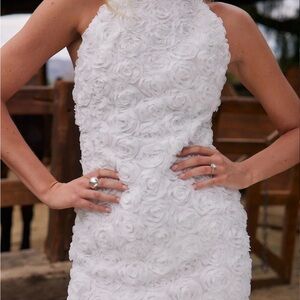 12th Tribe White Sheath Halter Wedding Dress
